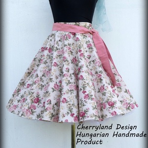 Cherryland Design Vintage Virágmintás Rockabilly Szoknya /Alsószoknyával., Ruha & Divat, Női ruha, Szoknya, Varrás, Meska