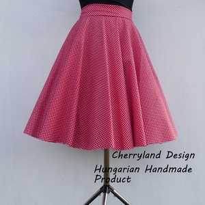 Cherryland Design Piros -Fehér kis pöttyös rockabilly/Menyecske szoknya./Alsószoknyával, Ruha & Divat, Szoknya, Női ruha, Varrás, Meska