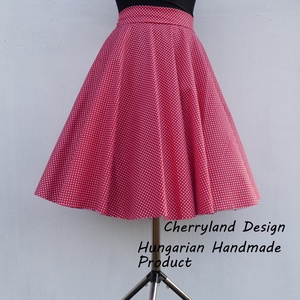 Cherryland Design Piros -Fehér kis pöttyös rockabilly/Menyecske szoknya./Alsószoknyával, Ruha & Divat, Szoknya, Női ruha, Varrás, MESKA