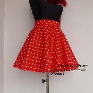   Cherryland Design Piros-Fehér pöttyös rockabilly szoknya./Alsószoknyával - ruha & divat - női ruha - szoknya - Meska.hu