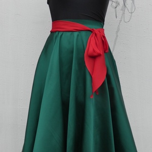  Cherryland Design Zöld szatén szoknya. - ruha & divat - női ruha - szoknya - Meska.hu