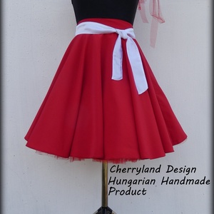 Cherryland Design Piros Nehézselyem  Rockabilly stílusú szoknya /Alsószoknyával, Ruha & Divat, Női ruha, Szoknya, Varrás, Meska