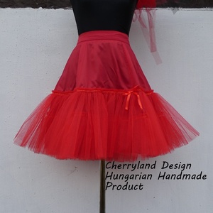 Cherryland Design Piros Nehézselyem  Rockabilly stílusú szoknya /Alsószoknyával - ruha & divat - női ruha - szoknya - Meska.hu