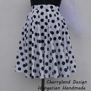 Cherryland Design Fehér alapon fekete Pöttyös Rockabilly szoknya., Ruha & Divat, Női ruha, Szoknya, Varrás, MESKA