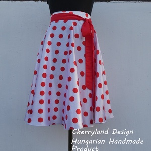 Cherryland Design (Túró Rudi ) fehér alapon piros pöttyös szoknya - ruha & divat - női ruha - szoknya - Meska.hu