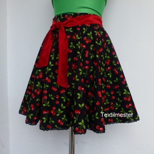 Cherryland Design Fekete Cseresznyés Rockabilly stílusú szoknya - ruha & divat - női ruha - szoknya - Meska.hu