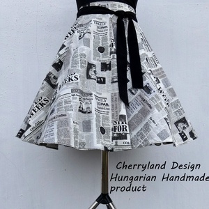 Cherryland Design Újságmintás rockabilly szoknya /Alsószoknyával, Ruha & Divat, Női ruha, Szoknya, Varrás, Meska
