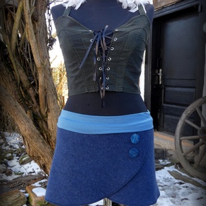 Cherryland Design   Kék Gyapjúszoknya / Csipőmelegítő - ruha & divat - női ruha - szoknya - Meska.hu