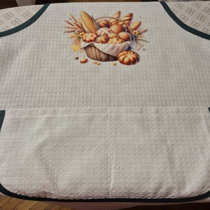 Kötény darázsvászonból, mosásálló matricával díszítve. - otthon & életmód - konyhafelszerelés, tálalás - konyhai textil - kötény - Meska.hu