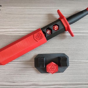 Kard formájú kockatartó D20 szimbólummal + AJÁNDÉK - játék & sport - táblajáték és kártyajáték - társasjátékok - dobókocka - Meska.hu