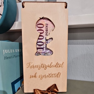 CSOKI VAGY PÉNZÁTADÓ DOBOZ - KERESZTELŐRE, Otthon & Lakás, Dekoráció, Dísztárgy, Gravírozás, pirográfia, Famegmunkálás, Meska
