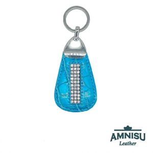 Türkizkék lakk krokkómintás csepp alakú swarovski köves kulcstartó H6020 - táska & tok - kulcstartó & táskadísz - kulcstartó - Meska.hu