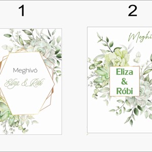 Zöld leveles esküvői meghívó - esküvő - meghívó & kártya - meghívó - Meska.hu