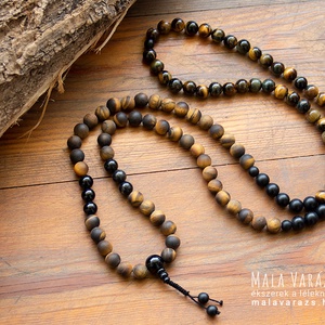 Tigrisszem, Fekete Turmalin Mala, Imafüzér, Imagyöngy - Mala Varázs - Mala készítés, egyedi Mala tervezés, Mala ékszerek, Otthon & Életmód, Dekoráció, Spiritualitás, Mala, Csomózás, Ékszerkészítés, MESKA