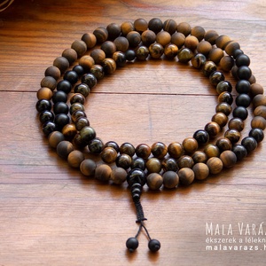Tigrisszem, Fekete Turmalin Mala, Imafüzér, Imagyöngy - Mala Varázs - Mala készítés, egyedi Mala tervezés, Mala ékszerek - otthon & életmód - dekoráció - spiritualitás - mala - Meska.hu