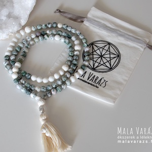 Fa Achát, Magnezit Mala, Imafüzér, Imagyöngy - Mala Varázs -Mala készítés, egyedi Mala tervezés - Kézműves Mala termékek, Otthon & Életmód, Dekoráció, Spiritualitás, Mala, Ékszerkészítés, Csomózás, MESKA