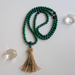 Malachit Mala, Imafüzér, Malachit nyaklánc, Malachit Imagyöngy, Malachit ékszer, Mala és Imafüzér készítés, Mala fűzés - ékszer - nyaklánc - hosszú nyaklánc - Meska.hu