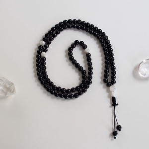 A Fény Harcosa és a Lélek Tükre, Obszidián mala, Védelmező Obszidián mala, Obszidián imafüzér, Obszidián mala füzér - ékszer - nyaklánc - hosszú nyaklánc - Meska.hu