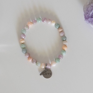 A SZÍV Ébredése ásványkarkötő, Jáde ásványkarkötő, Kunzit ásványkarkötő, Opál ásványkarkötő, egyedi ásványkarkötő - Meska.hu