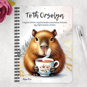 Személyre szabható - Kávézó capybara mintás A6-os füzet - otthon & életmód - papír, írószer - jegyzetfüzet & napló - Meska.hu