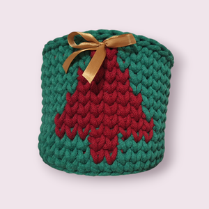 Kis fenyő karácsonyi kosár, Karácsony, Karácsonyi lakásdekoráció, Karácsonyfa, grincsfa, Horgolás, MESKA