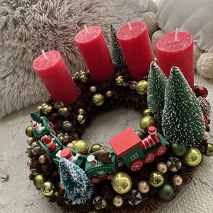 Erdei kisvasút  adventi koszorú - Meska.hu