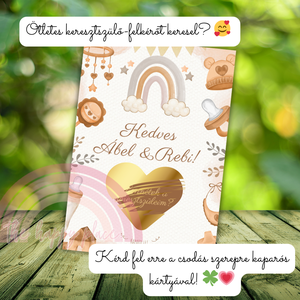Keresztszülő felkérő kaparós kártya :) / Kaparós sorsjegy 1., Otthon & Életmód, Papír, írószer, Ajándékozás kellékei, Ajándék sorsjegy, Fotó, grafika, rajz, illusztráció, MESKA