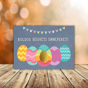 Kaparós húsvéti képeslap 4. / Ajándék, nyuszis húsvéti kép, tojásvadászat / Kaparós sorsjegy - otthon & életmód - papír, írószer - ajándékozás kellékei - ajándék sorsjegy - Meska.hu