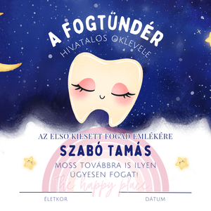 Oklevél a fogtündértől / Első fog / Fogzási napló / Oklevél 1. - otthon & életmód - babaszoba, gyerekszoba - babaszoba kép - Meska.hu