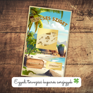 Kaparós kártya :) / Kincses sziget / Utazás ajándék / Beszálló kártya / Ajándék átadó / Egyedi kaparós sorsjegy, Otthon & Életmód, Papír írószer, Ajándékozás kellékei, Ajándék sorsjegy, Fotó, grafika, rajz, illusztráció, MESKA