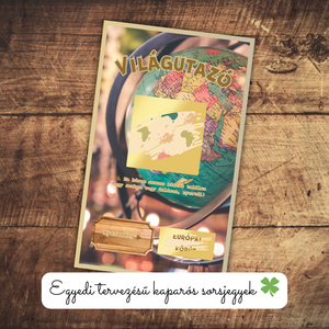 Kaparós kártya :) / Világutazó / Utazás ajándék / Beszálló kártya / Ajándék átadó / Egyedi kaparós sorsjegy, Otthon & Életmód, Papír, írószer, Ajándékozás kellékei, Ajándék sorsjegy, Fotó, grafika, rajz, illusztráció, MESKA