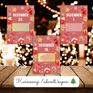 Adventi kupon 24db / Karácsonyi kupon / Mikulás kupon / Ajándék, meglepetés / Kaparós sorsjegy / Karácsonyi ajándék 1., Karácsony, Adventi díszek, Adventi naptár, Fotó, grafika, rajz, illusztráció, MESKA