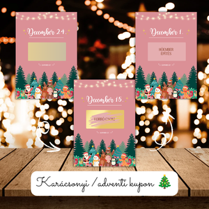 Adventi kupon 24db / Karácsonyi kupon / Mikulás kupon / Ajándék, meglepetés / Kaparós sorsjegy / Karácsonyi ajándék 5., Karácsony, Adventi díszek, Adventi naptár, Fotó, grafika, rajz, illusztráció, MESKA
