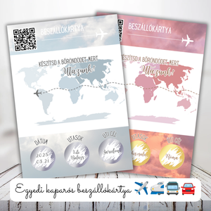 Kaparós képeslap QR kóddal utazáshoz / Ajándék, repülőút / Beszállókártya, boarding pass, Otthon & Életmód, Papír, írószer, Ajándékozás kellékei, Ajándék sorsjegy, , MESKA