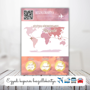 Kaparós képeslap QR kóddal utazáshoz / Ajándék, repülőút / Beszállókártya, boarding pass - otthon & életmód - papír, írószer - ajándékozás kellékei - ajándék sorsjegy - Meska.hu