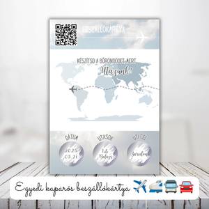 Kaparós képeslap QR kóddal utazáshoz / Ajándék, repülőút / Beszállókártya, boarding pass - otthon & életmód - papír, írószer - ajándékozás kellékei - ajándék sorsjegy - Meska.hu