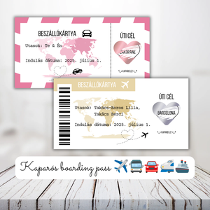 Kaparós beszálló kártya utazáshoz / Ajándék, utazás, repülő, boarding pass / Kaparós sorsjegy 10x5cm - otthon & életmód - papír, írószer - ajándékozás kellékei - ajándék sorsjegy - Meska.hu