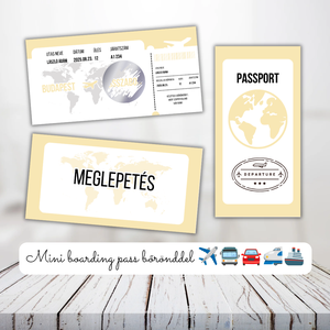 Mini kaparós boarding pass bőrönddel / Ajándék, repülőút, buszos utazás, autóút, vonatút / Beszállókártya, boarding pass - otthon & életmód - papír, írószer - ajándékozás kellékei - ajándék sorsjegy - Meska.hu