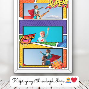 Képregény stílusú képkollázs / Apák napi ajándék / Fali dekoráció, falikép, kollázs / digitális, nyomat / A4, A3, Otthon & Életmód, Dekoráció, Kép & Falikép, Poszter, Fotó, grafika, rajz, illusztráció, MESKA
