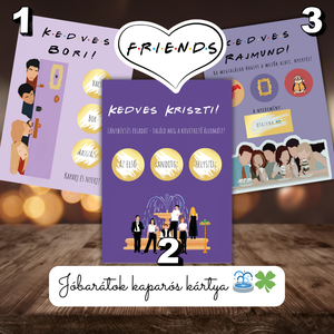 JÓBARÁTOK kaparós kártya 2. / Ajándék, születésnap, névnap, ünnep, céges / Kaparós sorsjegy, Otthon & Életmód, Papír, írószer, Ajándékozás kellékei, Ajándék sorsjegy, Fotó, grafika, rajz, illusztráció, MESKA