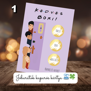 JÓBARÁTOK kaparós kártya 2. / Ajándék, születésnap, névnap, ünnep, céges / Kaparós sorsjegy - otthon & életmód - papír, írószer - ajándékozás kellékei - ajándék sorsjegy - Meska.hu