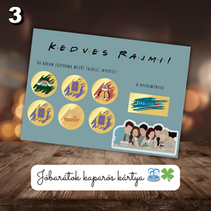 JÓBARÁTOK kaparós kártya 1. / Lánybúcsú, legénybúcsú, esküvő, tanú, születésnap, névnap, céges / Kaparós sorsjegy - otthon & életmód - papír, írószer - ajándékozás kellékei - ajándék sorsjegy - Meska.hu