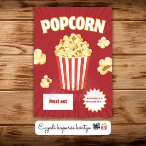 Kaparós kártya / Popcorn, moziest, randi / Ajándék, születésnap, névnap, ünnep, céges / Kaparós sorsjegy - otthon & életmód - papír, írószer - ajándékozás kellékei - ajándék sorsjegy - Meska.hu