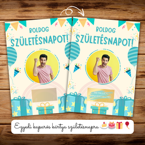 Boldog születésnapot! / Egyedi kaparós kártya / Ajándék, születésnap, névnap, ünnep, céges / Kaparós sorsjegy 2., Otthon & Életmód, Papír, írószer, Ajándékozás kellékei, Ajándék sorsjegy, Fotó, grafika, rajz, illusztráció, MESKA