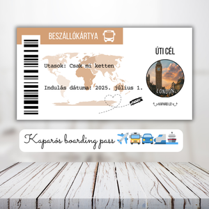 Kaparós beszálló kártya utazáshoz / Képes úti cél / Ajándék, utazás, repülő, boarding pass / Kaparós sorsjegy 10x5cm - otthon & életmód - papír, írószer - ajándékozás kellékei - ajándék sorsjegy - Meska.hu