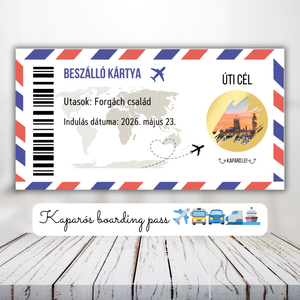 Kaparós beszálló kártya utazáshoz / Képes úti cél / Ajándék, utazás, repülő, boarding pass / Kaparós sorsjegy 10x5cm - 2 - Meska.hu