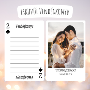 Esküvő vendégkönyv / Francia kártya / Póker / Fényképes kártyajáték / Egyedi kártyapakli, Esküvő, Emlék & Ajándék, Vendégkönyv, Fotó, grafika, rajz, illusztráció, MESKA