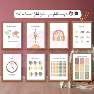Edukációs Montessori képek / Pasztell verzió / Fali dekoráció, falikép, táblakép / digitális, A4 nyomat - baba - mama - babaszoba dekoráció - babaszoba kép - Meska.hu