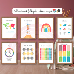 Edukációs Montessori képek / Élénk verzió / Fali dekoráció, falikép, táblakép / digitális, A4 nyomat - baba - mama - babaszoba dekoráció - babaszoba kép - Meska.hu