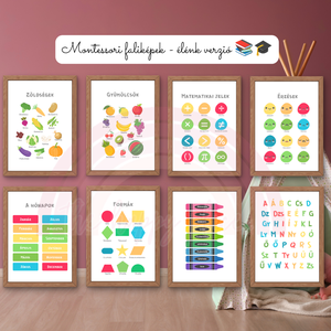 Edukációs Montessori képek / Élénk verzió / Fali dekoráció, falikép, táblakép / digitális, A4 nyomat - Meska.hu